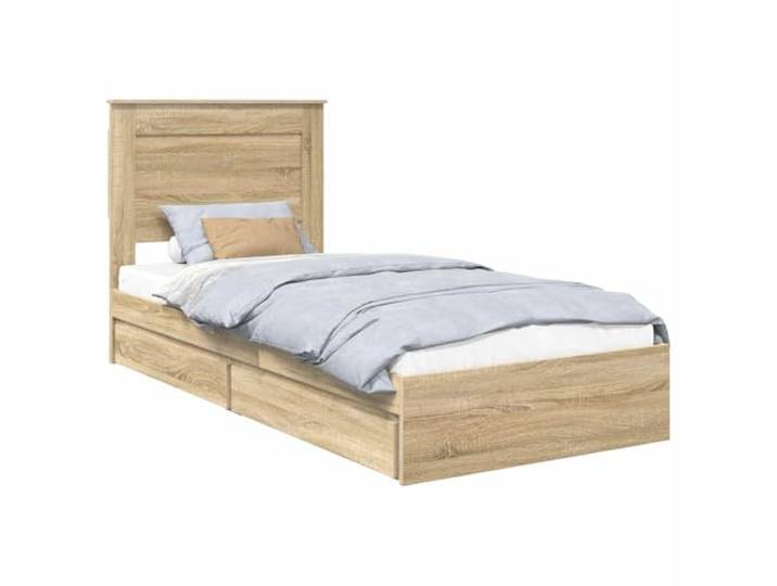 PUGYNBK Bett mit Schublade, Sonoma-Eiche, 75 x 190 cm Plattformsockel, Holztechnik, modernes Design, platzsparend