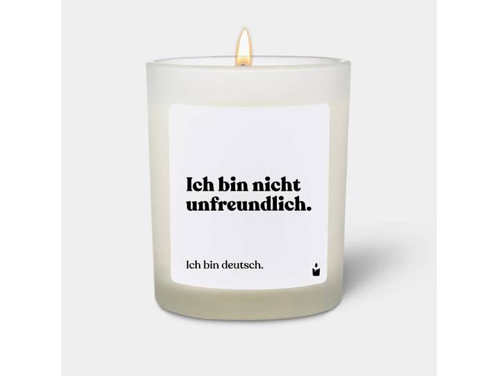 Duftkerze Weiss Woody Ich bin nicht unfreundlich. Ich bin deutsch.