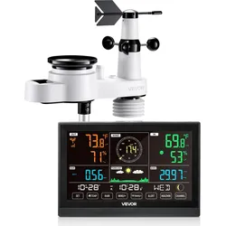 VEVOR 5-in-1-Wetterstation, 7,5-Zoll-Display, solarbetriebener Außensensor, Regenmesser, für Wettervorhersage, Temperatur, Luftfeuchtigkeitsmesser, Windgeschwindigkeit & -richtung (kein WLAN)