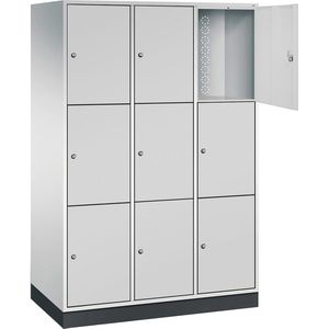 CP-Möbel Schließfachschrank Intro S4000, lichtgrau, 9 Fächer, Stahl, 122 x 195cm, mit Zylinderschloss