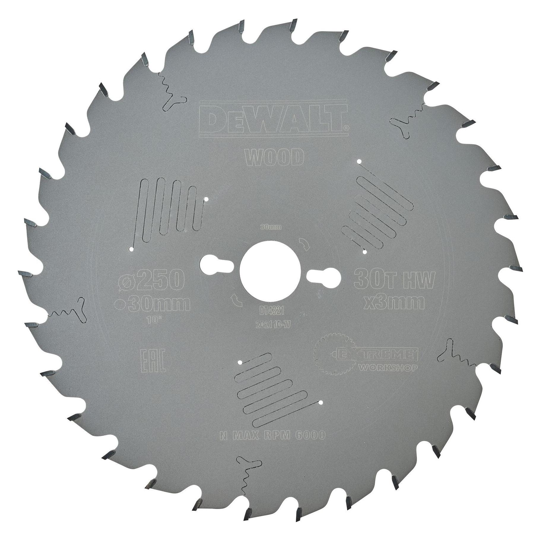 DeWalt EXTREME Stationärkreissägeblatt DT4321llerEinsatz und Querschnitte (DT4321-QZ)