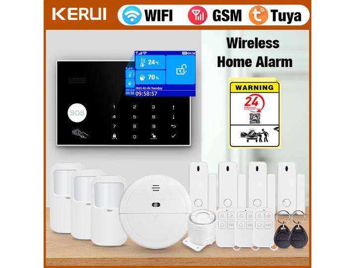 KERUI G30-Système d'Alarme Domestique Intelligent Tuya, Anti-Cambriolage, avec Affichage de la Température/Humidité, Support Alexa PIR, Détecteur, Capteur de Porte
