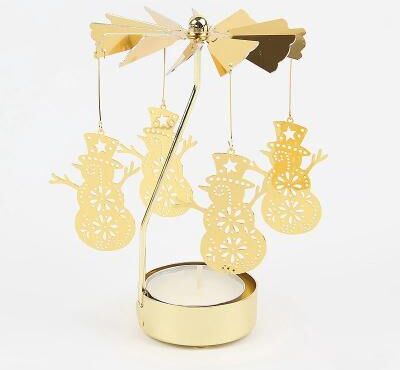 Uplift Picks Elegant Metal Rotating Tea Light Candle Holder For Christmas Weddings And Dinner Parties snowman