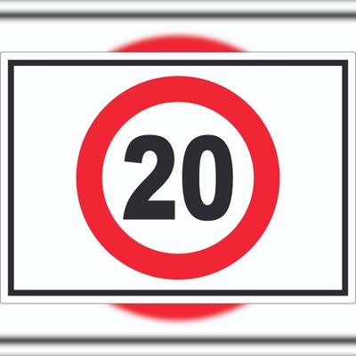 HB-Druck Tempo 20 km/h Geschwindigkeitsbegrenzung Aufkleber Symbol A6 (105x148mm)