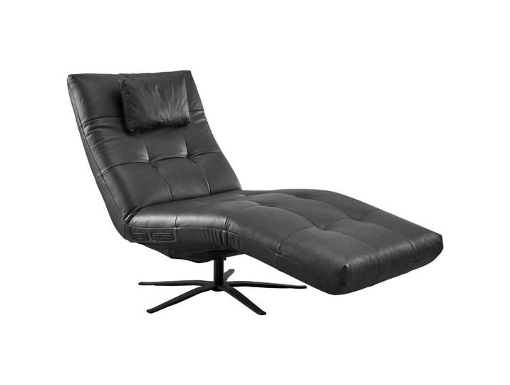 Pure Home Comfort Relaxliege, Schwarz, Metall, Echtleder, Rindleder, Füllung: Schaumstoff, 82x53-115x156-206 cm, motorische Relaxfunktion, Wohnzimmer, Sessel, Relaxliegen