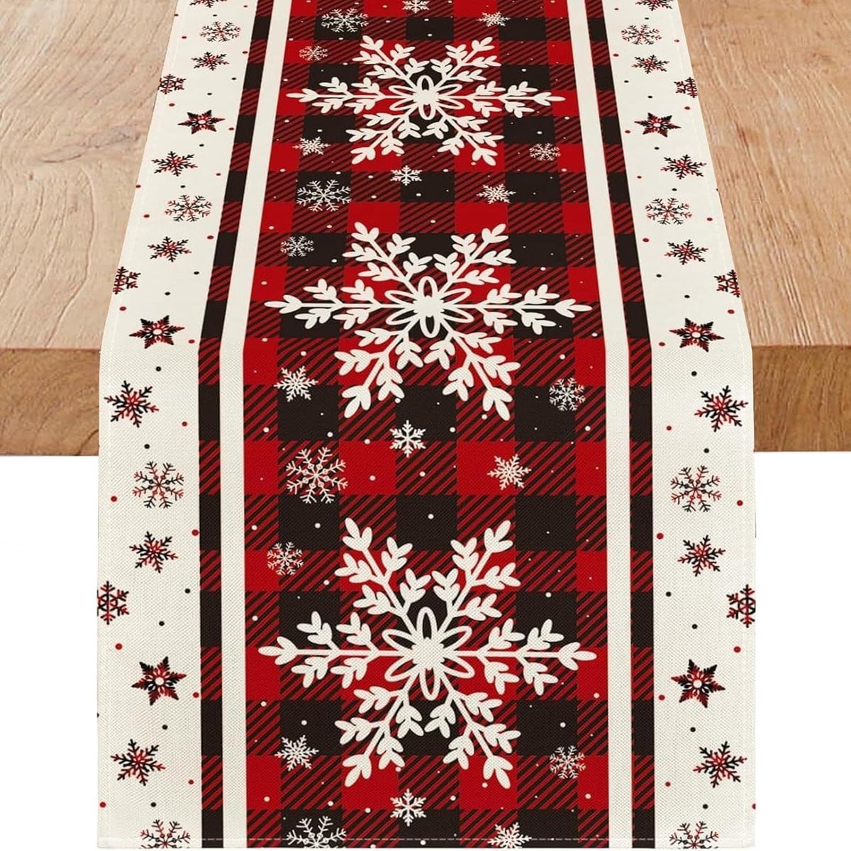 Winter tafelkleed met sneeuwvlokken voor binnen en buiten, 33 x 183 cm