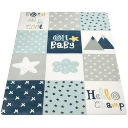 KINDERTEPPICH Waschbar, im Patchwork-Stil, Blau, 80 x 150 cm