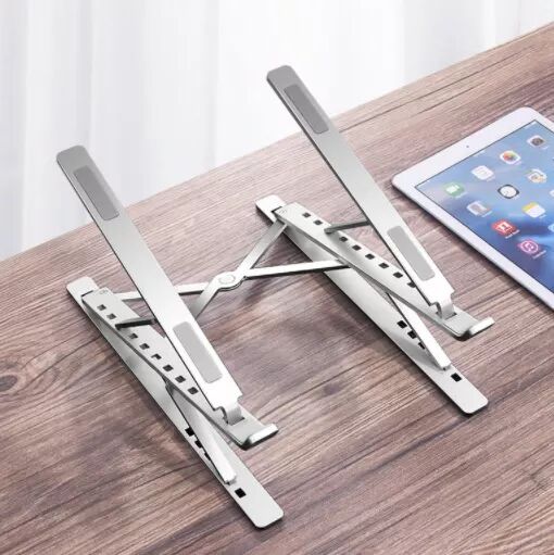 INF Support pliable pour ordinateur portable en alliage d'aluminium Argenté