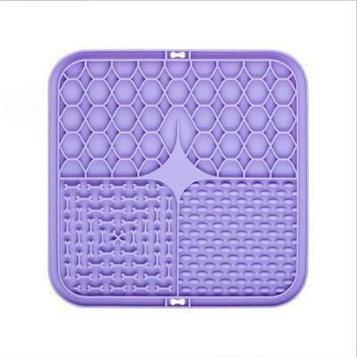 Uplift Essentials Silicone Lick Mat Industrial Strength Suction Distraction Feeder & Slow Food Plate For Dogs & Cats purple