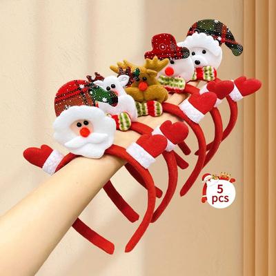 Uplift Treasures 5pcs Christmas Santa Snowman Reindeer Party Headbands 5pcs Christmas Santa Snowman Reindeer Party Headbands