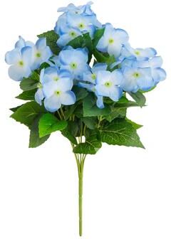 Nearly Natural 14-in UV Resistant Artificial Hydrangea Bush - Set of 6