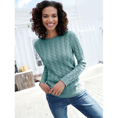 Strickpullover CASUAL LOOKS "Pullover", Damen, Gr. 40, grün (jadegrün), 100% Baumwolle, unifarben, Pullover Strickpullover