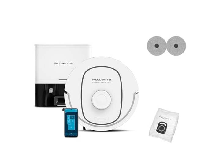 Rowenta - Aspirateur Robot Laveur X-Plorer Série 380 RR89U7E0 Robot aspirateur laveur avec station de vidage automatique - Aspiration 8000 Pa - Serpillères rotatives - Anti-emmêlement
