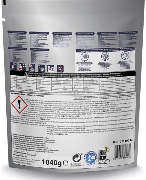 Omo Pro Active Clean 3i1 Vaskekapsler, 80 Kapsler