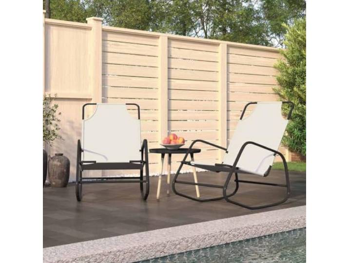HEFZGDB Schaukelliegen 2 STK. Creme Stahl und Textilene, Atmungsaktive Mesh-Schaukelstühle für Garten und Terrasse, Robuste Pulverbeschichtung, Bequeme Schaukelbewegung zur