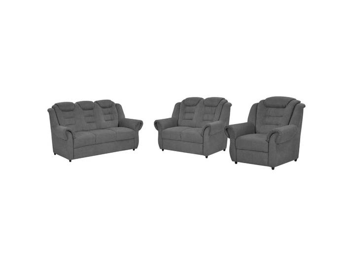 Livetastic Sitzgarnitur, Dunkelgrau, Kunststoff, 3-teilig, Made in EU, Hocker erhältlich, Rücken echt, Armteil links, Armteil rechts, Wohnzimmer, Sofas & Couches, Sitzgarnituren