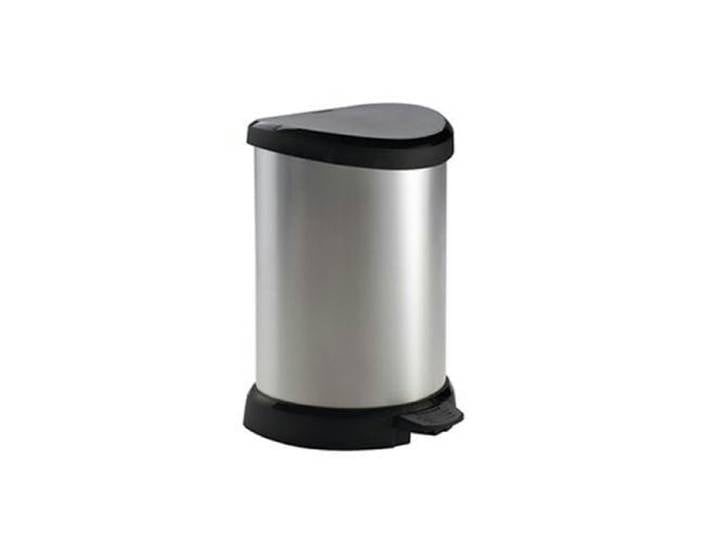 CURVER Poubelle à pédale D-SHAPED 15L Noir / Argent