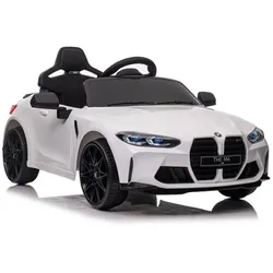 ES-Toys Kinder Elektroauto BMW M4 lizenziert 12V7A Akku 2 Motoren EVA-Reifen MP3 weiß