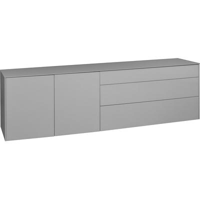 Lowboard MÄUSBACHER "Imola", grau (kreidegrau matt lack, glas kreidegrau glanz), B:217cm H:42cm, Sideboards, Lowboard, Lowboard mit Glasfront und Glasoberplatte