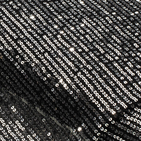 Elastik-Mesh-Paillettenstoff, schwarz