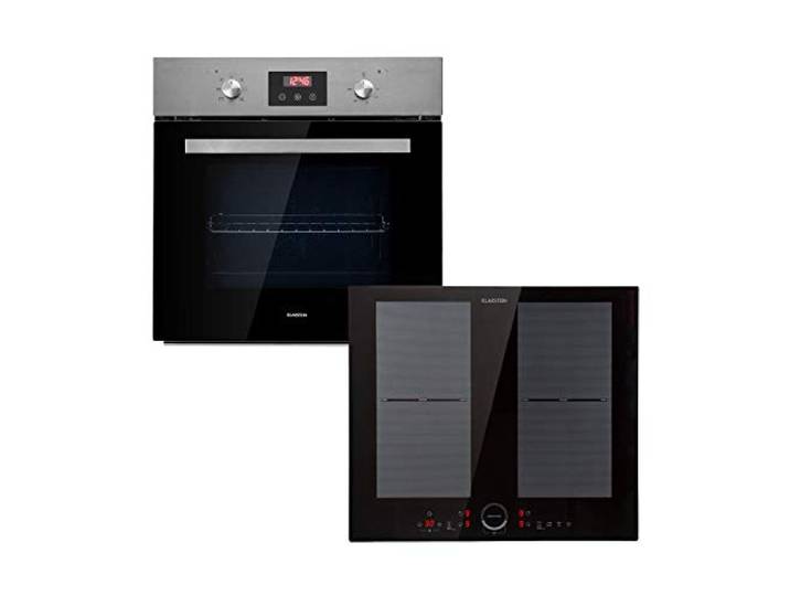 Klarstein Kalahari Delicatessa Einbau-Ofen-Set - Einbaubackofen + Einbaukochfeld, 4-Zonen-Induktionskochfeld: 7000 W (2 x 2000 W / 2 x 1500 W), Backofen: 68 Liter/EEC A, schwarz, Edelstahl