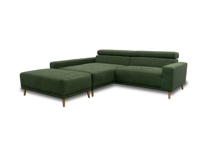 Domo Eck-Schlafsofa »Malmö« mit Hocker - 248x172x72cm - dunkelgrün -