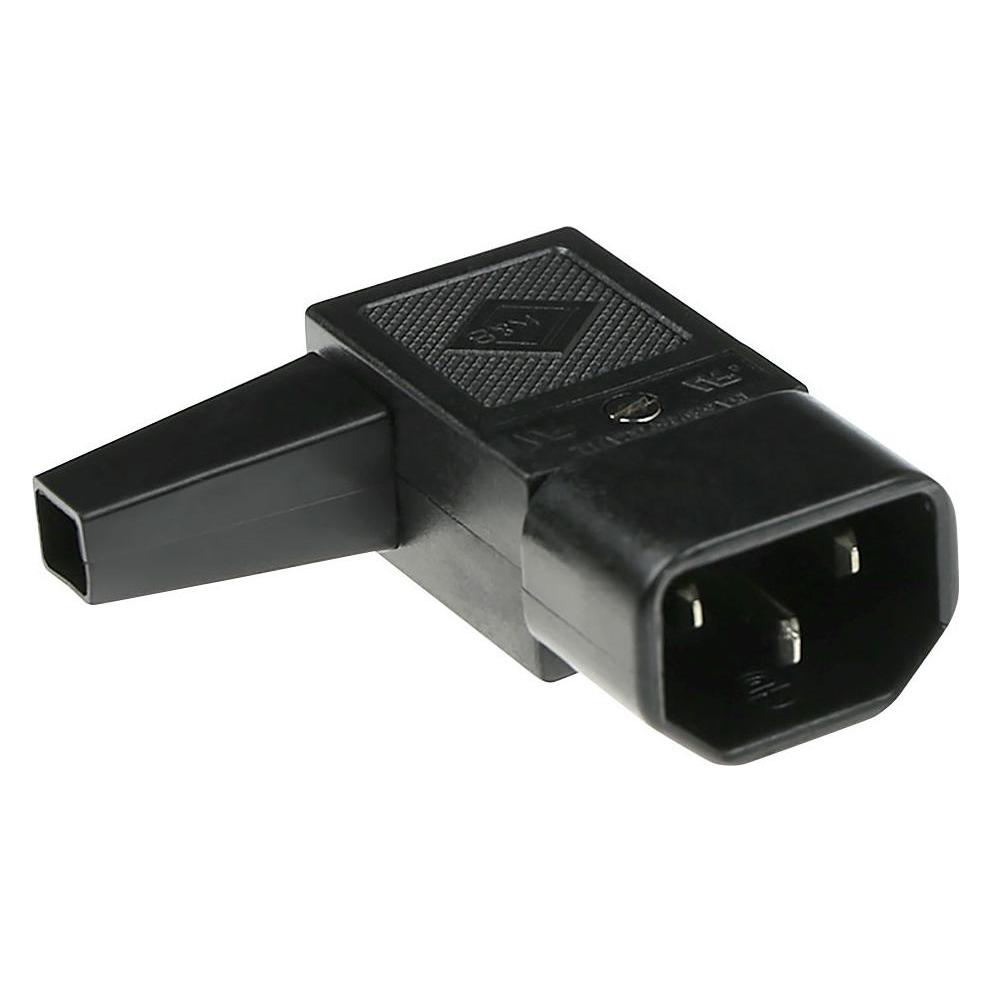 MPE-Garry C14 Power connector male angled with cable outlet left (42R041211)
