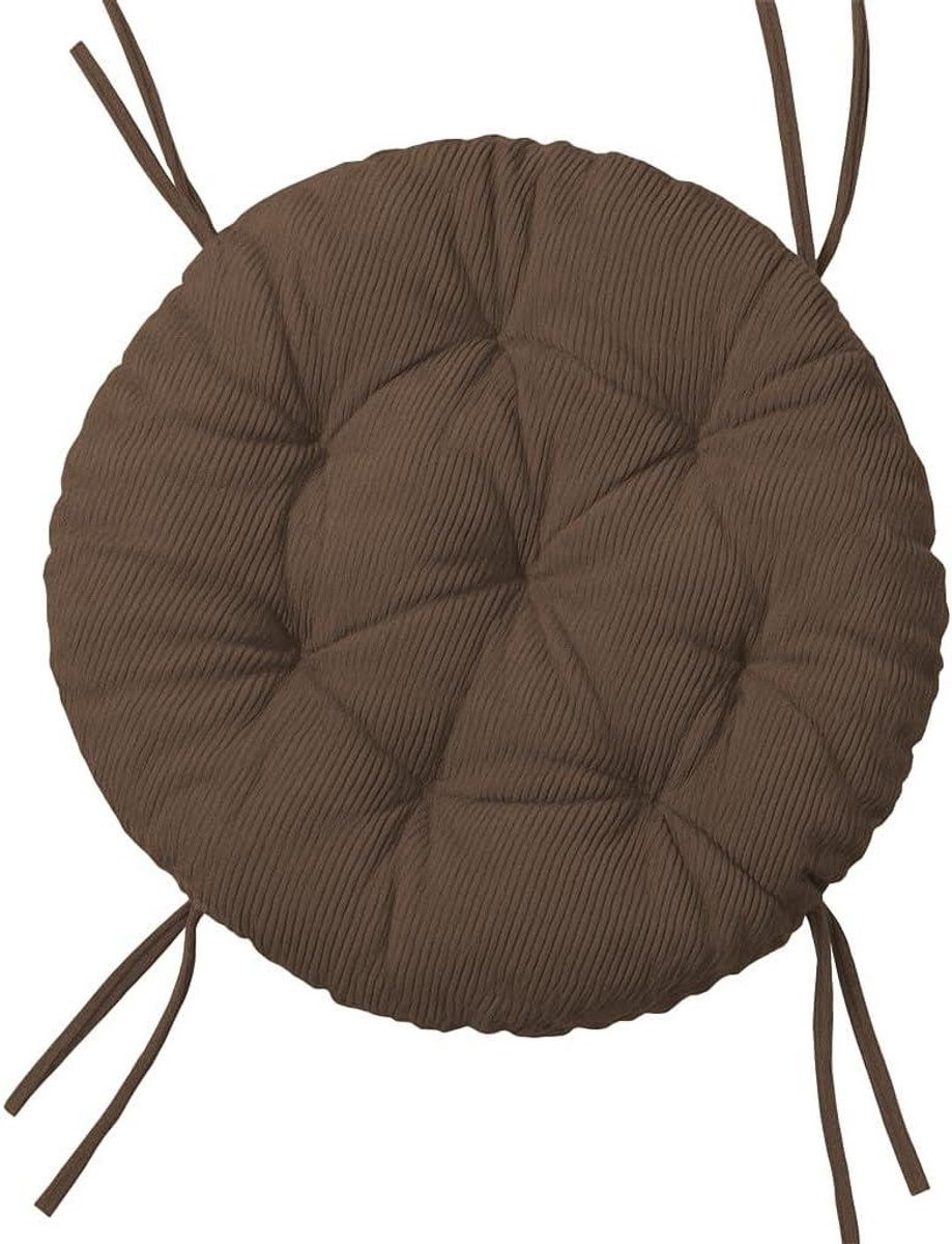 Rond Papasan Stoelkussen in Bruin Corduroy - Diameter: 120 cm