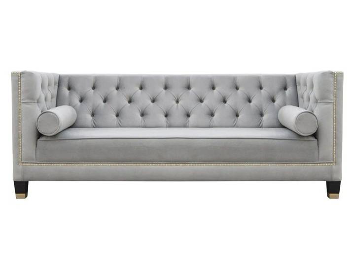 Xlmoebel Chesterfield-Sofa Luxus Graues Samt Dreisitzer Sofa für Hotel und Wohnzimmer, Sofa 1 Teile, Made in Europa