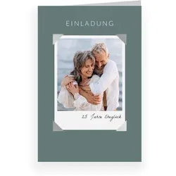 Einladungskarte Silberhochzeit: Portrait mit Foto in Grau