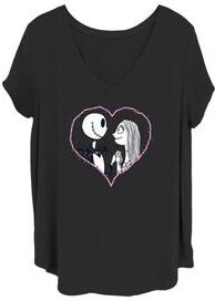 Plus Size Women's Nbc Heart Stitch V-Neck T-Shirt by Mad Engine in Black (Size 3X (22-24))