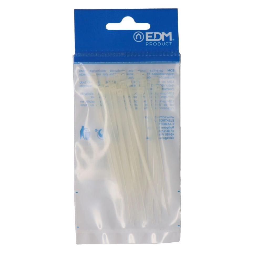 EDM Natürliche Krawatten 100x2,5mm hochwertiges Nylon (Blister 25 Stk.) (Kunststoffkabelbinder, 100 mm, 25 Stk.) (49432338)