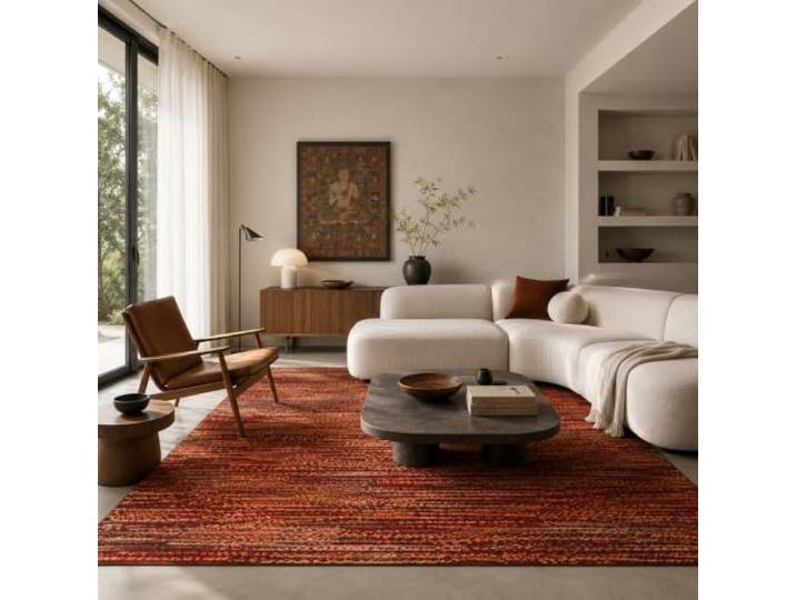 Pergamon Tapis Design Samba Terracotta Dégradé Velours Moderne & Entretien Facile
