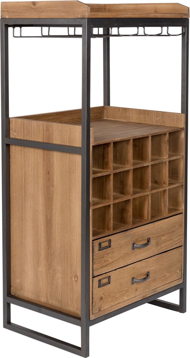 Housecraft Living Edgar Wijnkast Barkast in Bruin Hout en Metaal