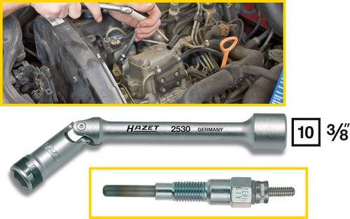 Hazet 2530 Glühkerzen-Schlüssel 10mm Antrieb 3/8 (10 mm) 140mm 1St.