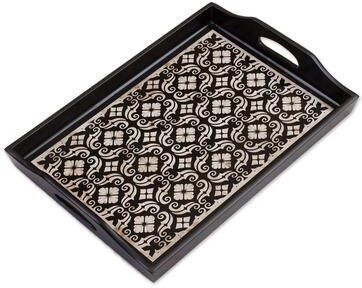 Novica Handmade Floral Muse Painted Glass Tray (Peru)