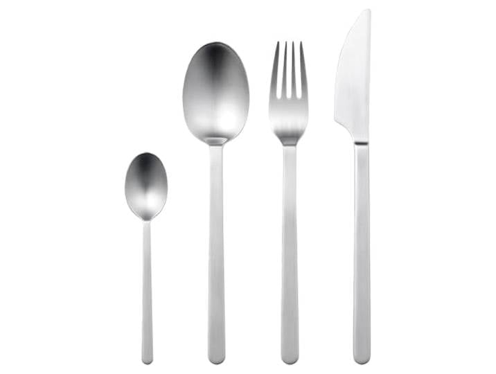 Gense Norm Besteck Set 4 Personen, 16 Teiliges Besteckset, Essbesteck Set aus Mattem Stahl, Spülmaschinenfest, Skandinavisches Design