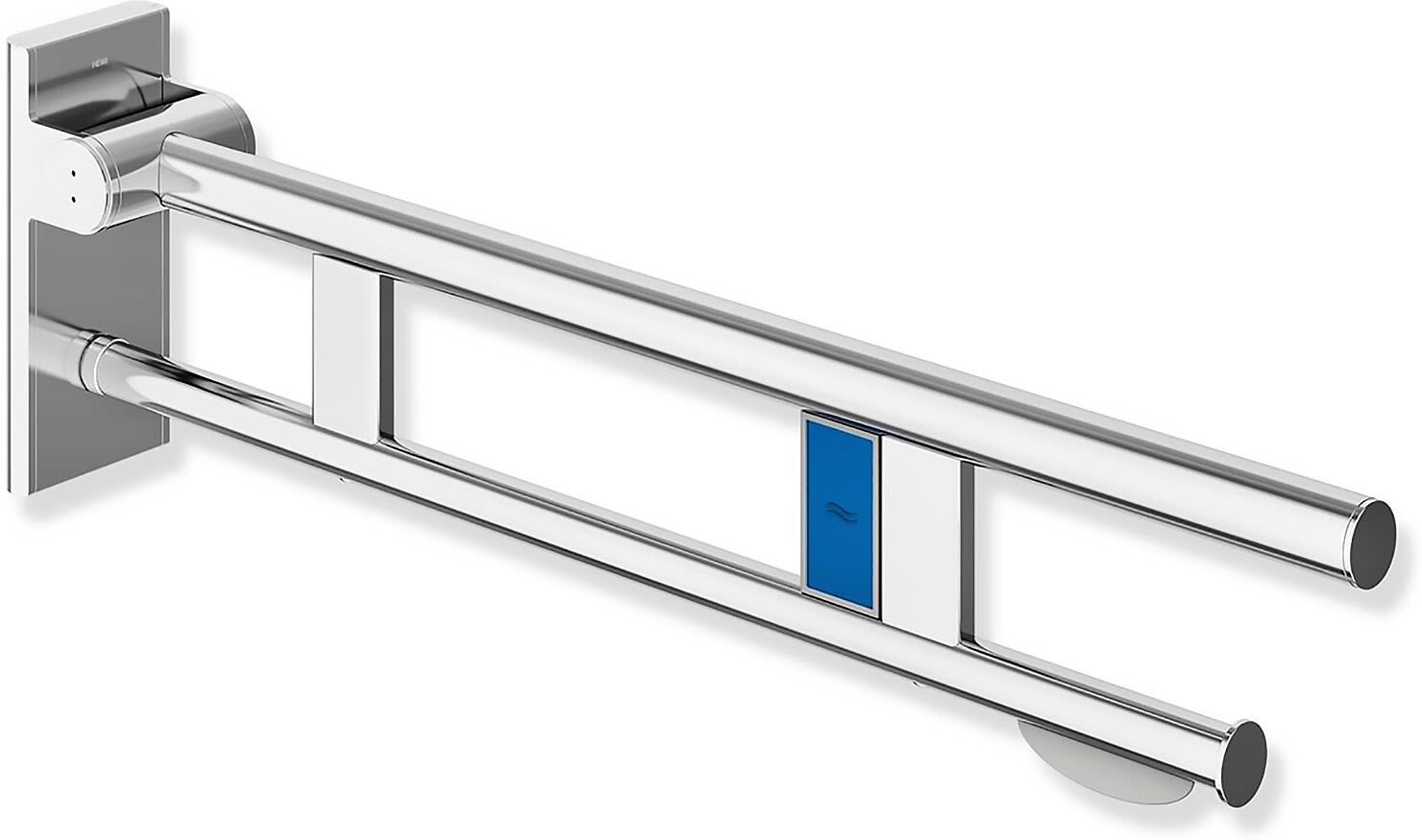 HEWI System 900 folding support rail Duo Design A with toilet roll holder and flush actuation (radio) 900.50.11040