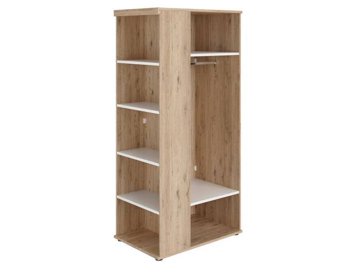 Paidi Schrank, Weiss, Eichefarben, Holzwerkstoff, 6 Fächer, 96x201.3x63.5 cm, Blauer Engel, erweiterbar, Schlafzimmer, Kleiderschränke