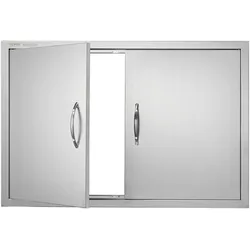 VEVOR Grill-Zugangstür, 889 x 610 mm, Doppelte Außenküchentür, Flächenbündig Montierte Edelstahltür, Vertikale Wandtür mit Griffen, für Grillinsel, Grillstation, Außenschrank