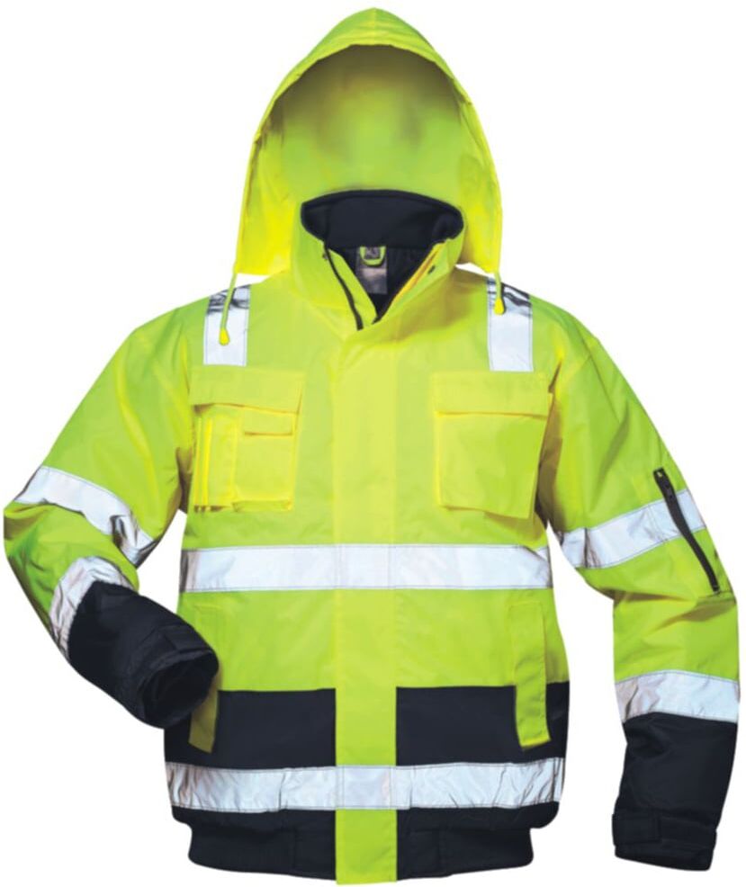 Arbeitsjacke SAFESTYLE "Warnschutz Piloten Axel", Herren, Gr. XL, gelb (gelb, marine), Obermaterial: 100% Polyester PES., Jacken Arbeitsjacke