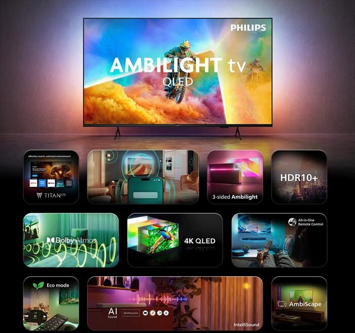Philips Smart Tv Ambilight Qled 4k 55" 55pqs8501/12-black