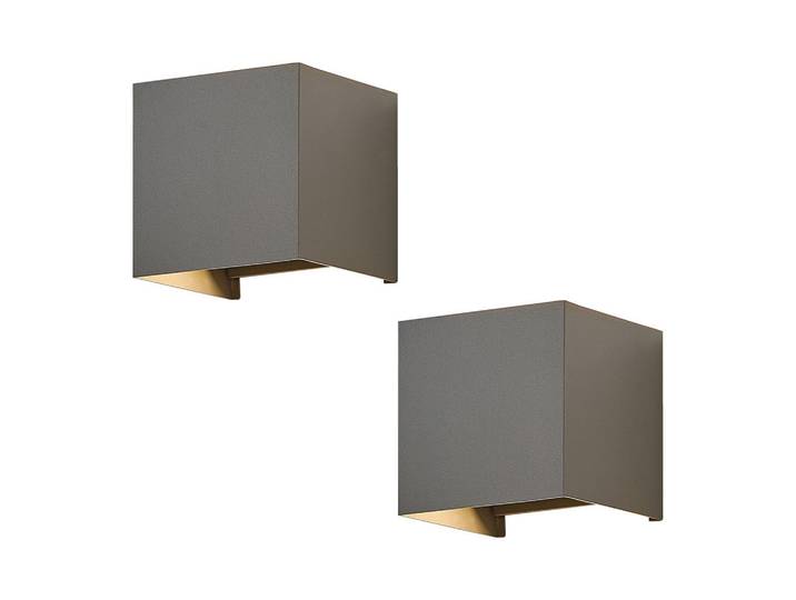 Nettlife LED Wandleuchte Inspiration 2er-Set, Grau, Metall, LED integrated, 10x10x10 cm, Lampen & Leuchten, Innenbeleuchtung, Wandleuchten