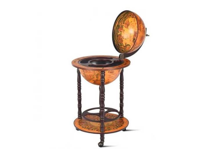 3 roulettes meuble bar globe pour rangement de bouteilles et verres style italien déplacement facile