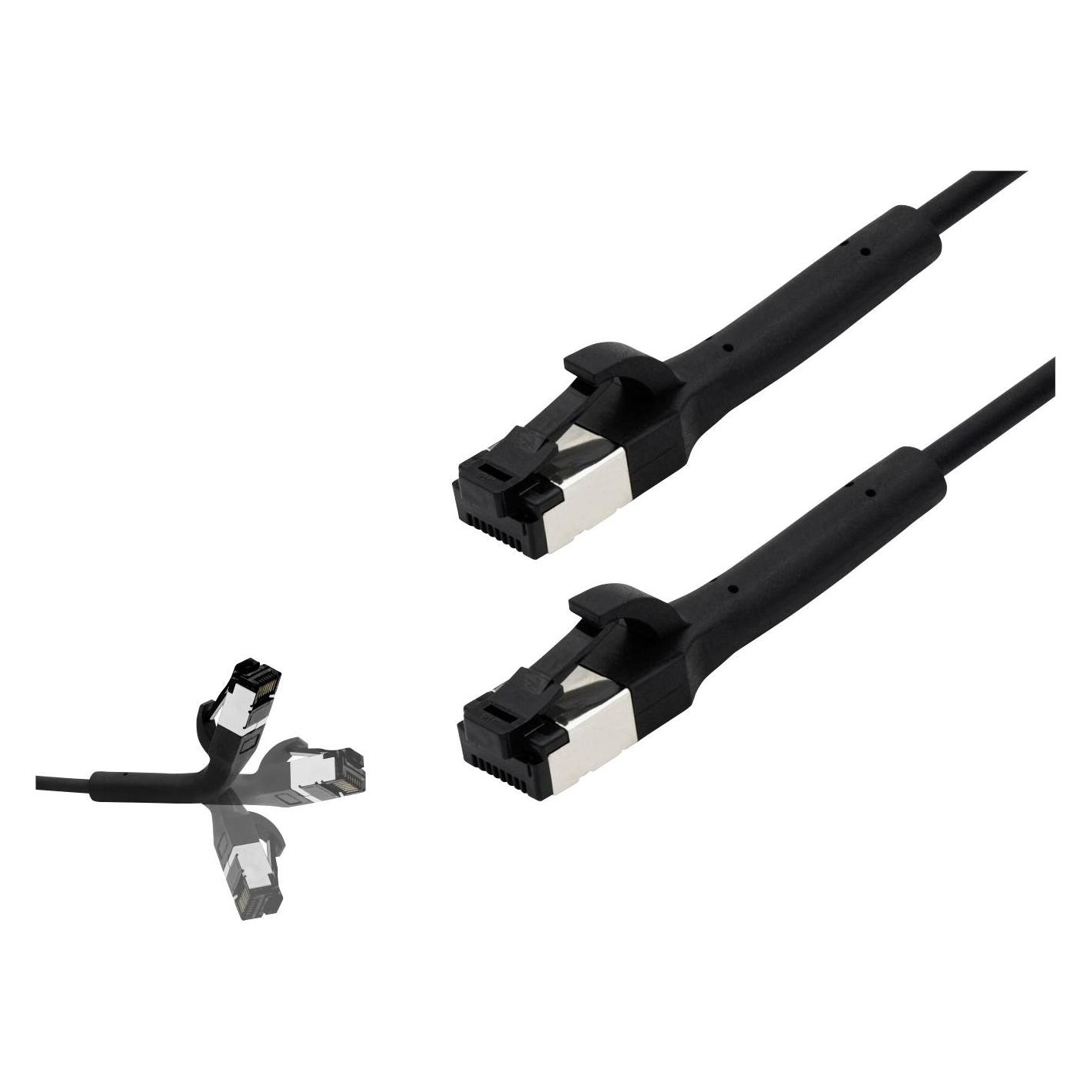 BKL Electronic 144011 RJ45 Netzwerkkabel, Patchkabel CAT 8.1 U/FTP 1 m Schwarz (U/FTP, CAT8.1, 1 m) (144011)
