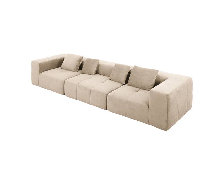 Modulares 3-Sitzer Sofa Beige Samt Yaisa 330 x 63 x 100cm Basic