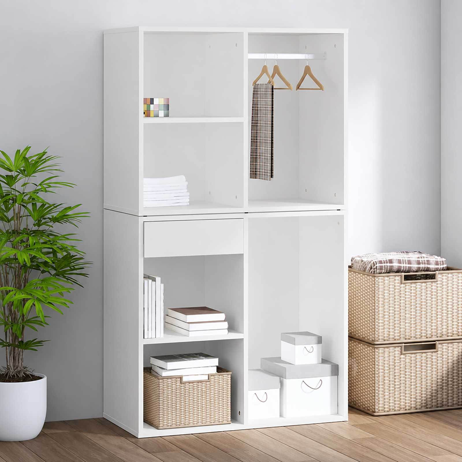 vidaXL Armoire de dressing Blanc 80x40x65 cm Bois d'ingénierie