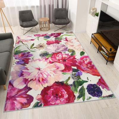 Empire Art Direct Amoroso B, Hand Washable Flowers Art Area Rug, power-loomed, 100% polyester, 2mm pile, non-slipping back
