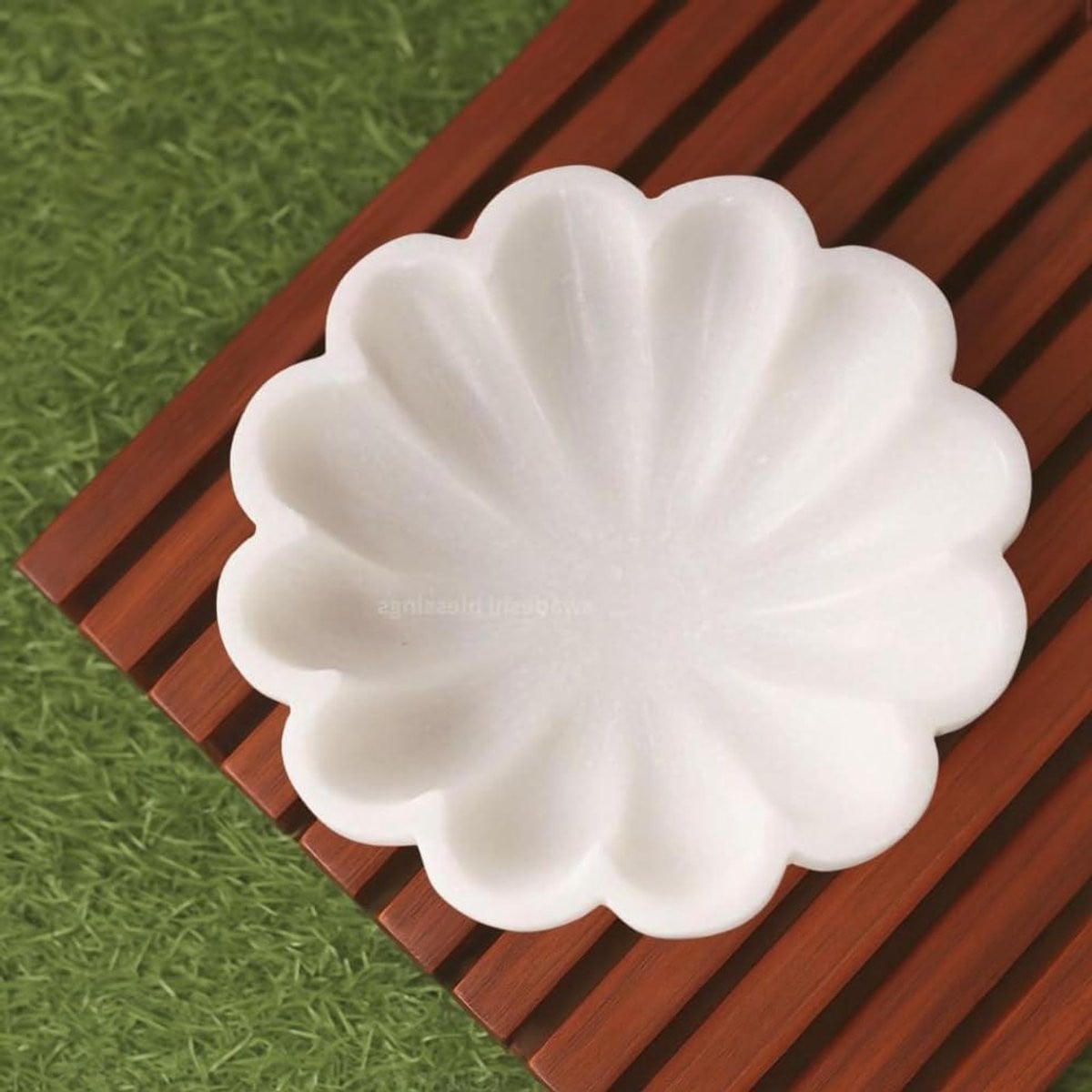 Decoratieve Marmeren Kom - Handgemaakte Witte Fruitschaal - Diameter: 30 cm