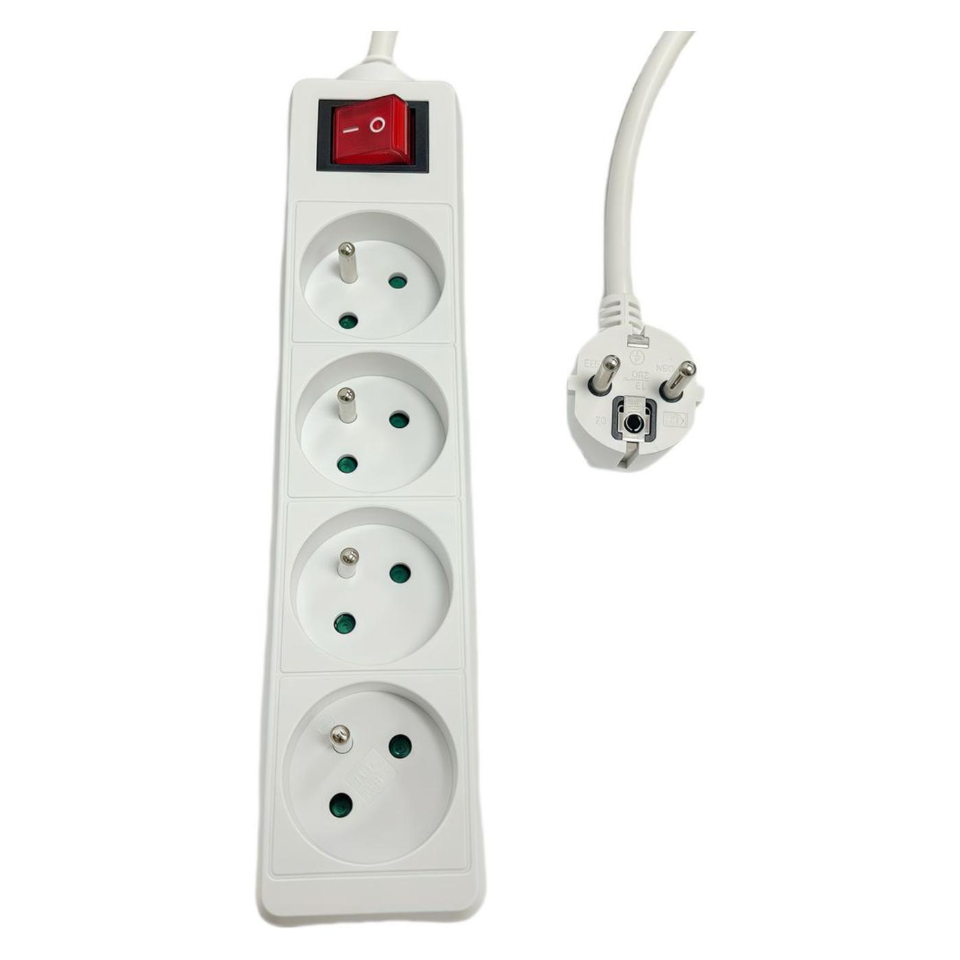 MicroConnect 4-way Power Strip on/off (4x, 1.50 m) (MC-PSOO040150FRW)